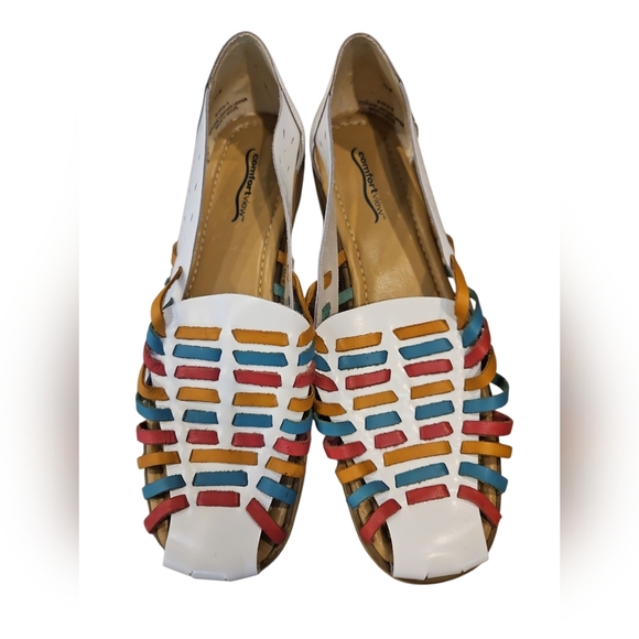 ComfortView SZ 11W Multicolor Leather Huarache Closed Toe Slip On Flat - Picture 1 of 8